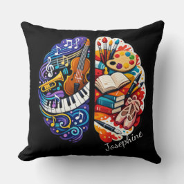 Cojín Decorativo Artes y Música Cerebrales Creativas Personalizadas