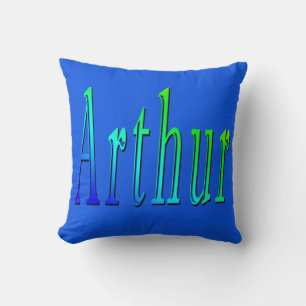 Cojín Decorativo Arthur, Nombre, Logo, Cuchillo Azul.