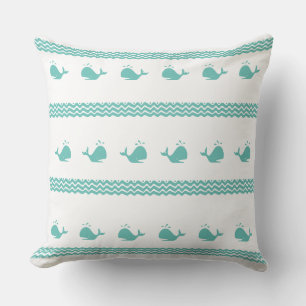 Cojín Decorativo Artic Verde azulada Blue Whale Stripe costero Naut
