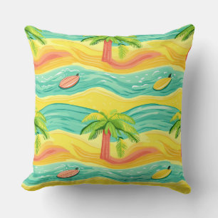 COJÍN DECORATIVO ARTÍCULOS TEMÁTICOS DE VERANO NARANJA VERDE AMARIL