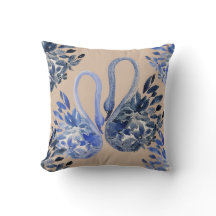 Artistic Blue Swans Watercolor Hand-painted