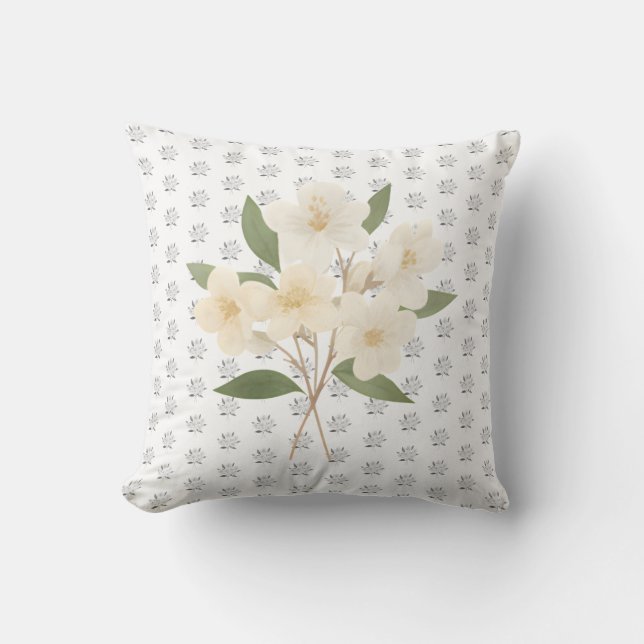 Cojín Decorativo Artistic Botanical Jasmine Flower Accent (Anverso)