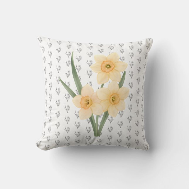 Cojín Decorativo Artistic Botanical Narcissus Flower Accent (Anverso)