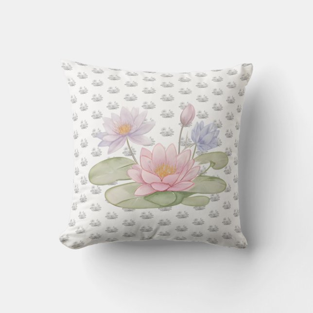 Cojín Decorativo Artistic Botanical Water Lily Flower Accent (Anverso)