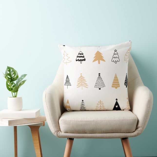 Cojín Decorativo Artistic Christmas Tree Pillow in Black, White & G (Silla)