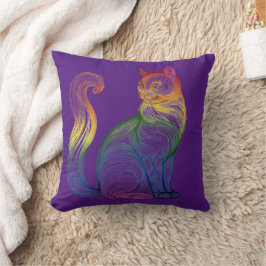 Cojín Decorativo Artistic Home Decor Vibrant Swirl Cat 