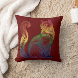 Cojín Decorativo Artistic Home Decor Vibrant Swirl Cat 