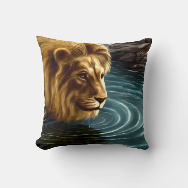 Cojín decorativo artístico del león dorado (Anverso)