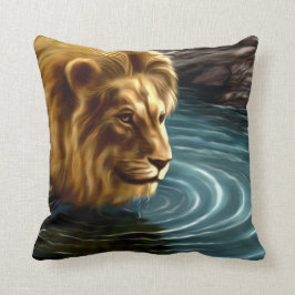 Cojín decorativo artístico del león dorado