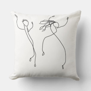 Cojín Decorativo Artsy blanco del negro minimalista del baile de la