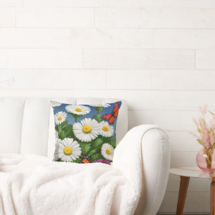 Cojín Decorativo Artsy Fun Daisies And Butterflies