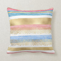 Artsy Girly Pink Gold Blue Abstract Strips