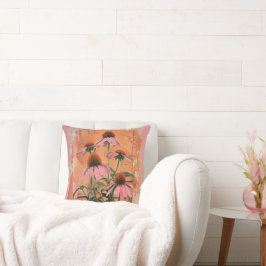Cojín Decorativo Artsy Vintage Coneflower Estética