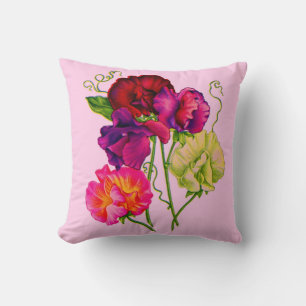 Cojín Decorativo arveja dulce en morado y rosa