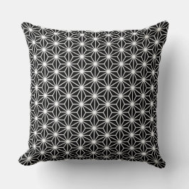 Cojín Decorativo Asanoha Style - Blanco sobre negro