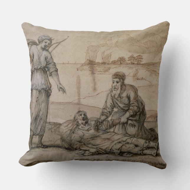 Cojín Decorativo Asclepius que restablece Hippolytus (pluma y (Anverso)