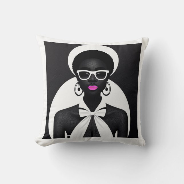 Cojín Decorativo asesinar con tu primo Chica negro (Anverso)