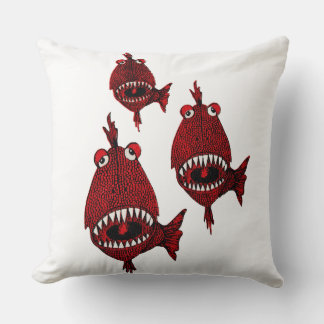 Cojín Decorativo Asesino Rojo Cortado Piranhas Los peces atacan los