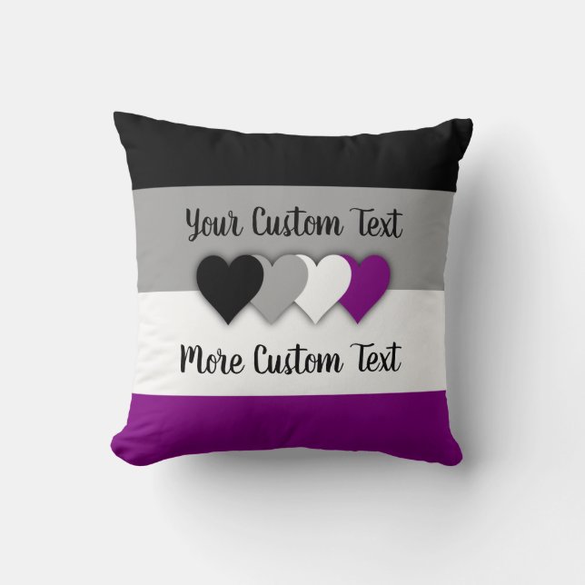 Cojín Decorativo Asexualidad bandera del orgullo con corazones lanz (Anverso)