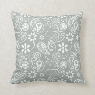 Cojín Decorativo Ash Gray; Gray Paisley
