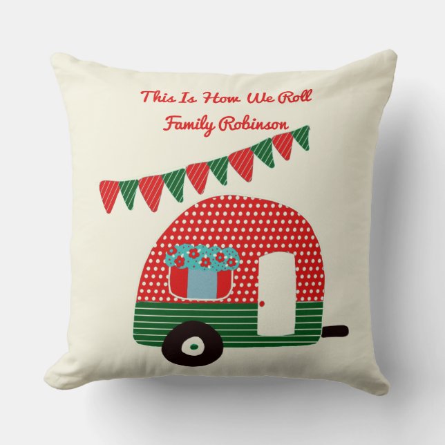 Cojín Decorativo Así Es Como Hacemos Un Rojo Verde Campervan Retro  (Anverso)
