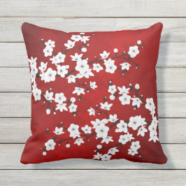 Cojín Decorativo Asia Floral White Cherry Blossom Red