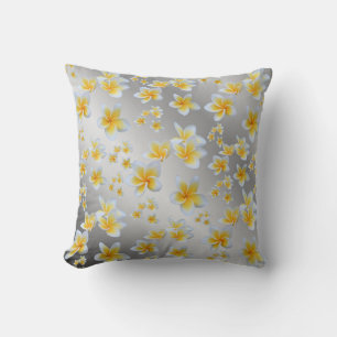 Cojín Decorativo asiático, amarillo, blanco, florecer, brillante, d