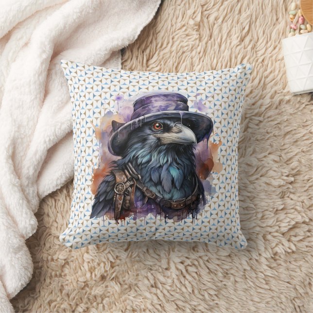 Cojín Decorativo Asistente para acuarela Raven Bird (Manta)