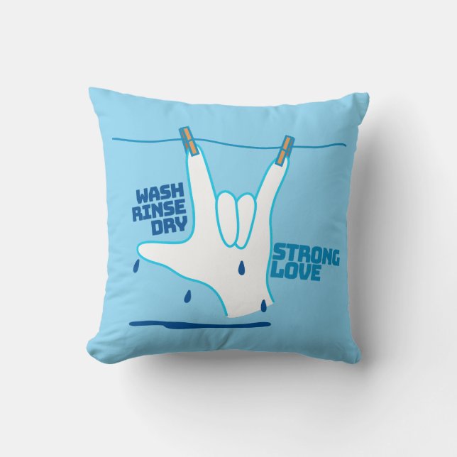 Cojín Decorativo ASL Design - Wash, Rinse, and Dry Love ILY (Anverso)