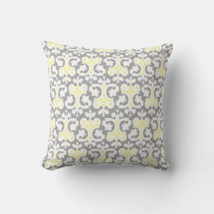 Cojín Decorativo Aspecto de damasco gris amarillo moderno