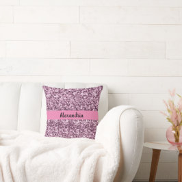 Cojín Decorativo Aspecto de purpurina falsa rosa femenino personali