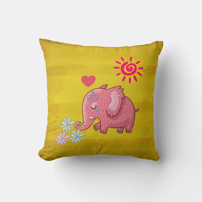 Cojín Decorativo Asqueroso Elefante Rosa Huele Algunos Dásidos (Anverso)