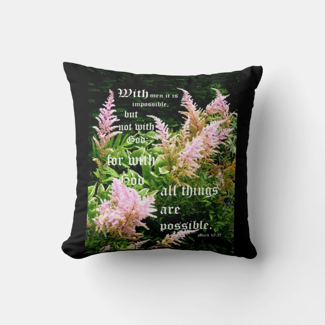Cojín Decorativo Astilbe con Mark 10:27 (Anverso)