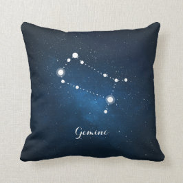 Cojín Decorativo Astrología Azul Nebula Gemini Rótulo Zodiaco