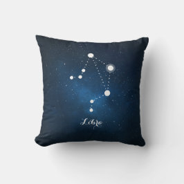Cojín Decorativo Astrología Azul Nebula Libra Rótulo Zodiaco