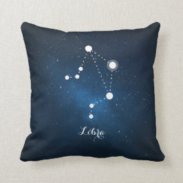 Cojín Decorativo Astrología Azul Nebula Libra Rótulo Zodiaco