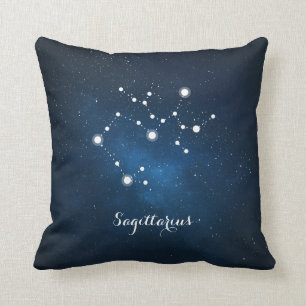 Cojín Decorativo Astrología Azul Nebula Sagittarius Rótulo Zodiac
