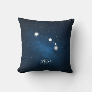 Cojín Decorativo Astrología Nebulosa Azul Aries Rótulo Zodiaco