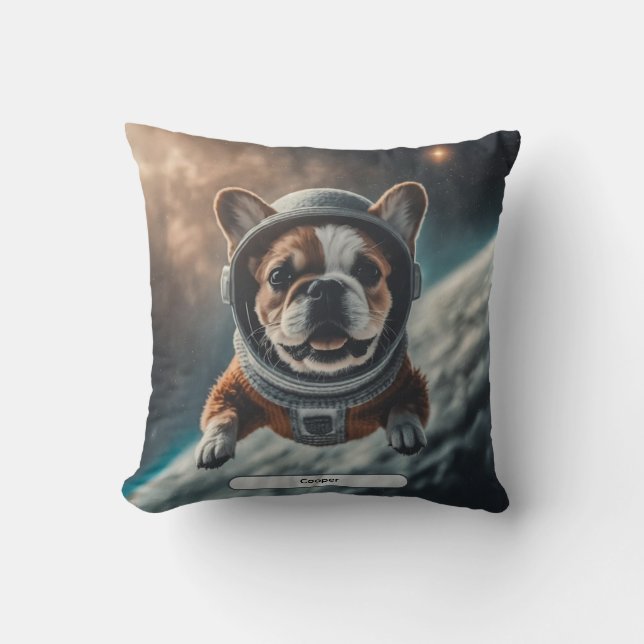 Cojín Decorativo Astronaut French Bulldog Space Nursery  (Anverso)
