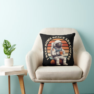 Cojín Decorativo Astronauta bebiendo café