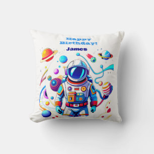 Cojín Decorativo Astronauta colorida y Univers en colores audaces