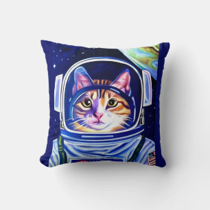 Cojín Decorativo Astronauta de gato en el espacio