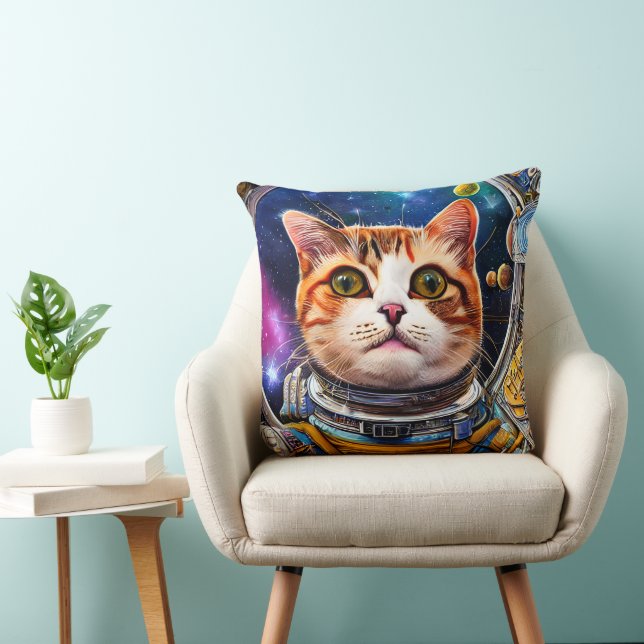 Cojín Decorativo Astronauta de gato espacial divertida (Silla)