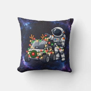 Cojín Decorativo Astronauta de Navidad decorando un Rover Lunar