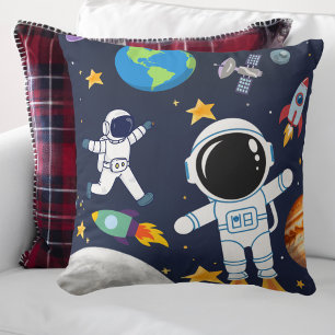 Cojín Decorativo Astronauta divertida del espacio exterior, primer 