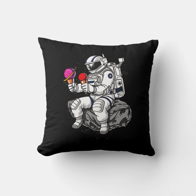 Cojín Decorativo Astronauta espacial Helado Crema Planetas Galaxia  (Anverso)