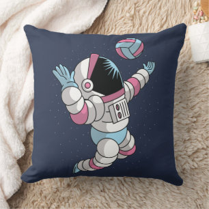 Cojín Decorativo Astronauta jugando voleibol en el espacio