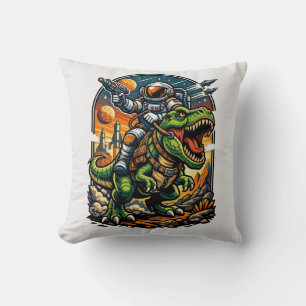 Cojín Decorativo Astronauta montando un T-Rex – Dinosaurio Espacial