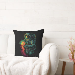 Cojín Decorativo Astronauta sosteniendo una espiral cósmica