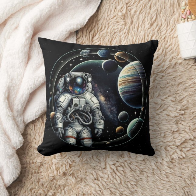 Cojín Decorativo Astronauta y planetas de época (Manta)